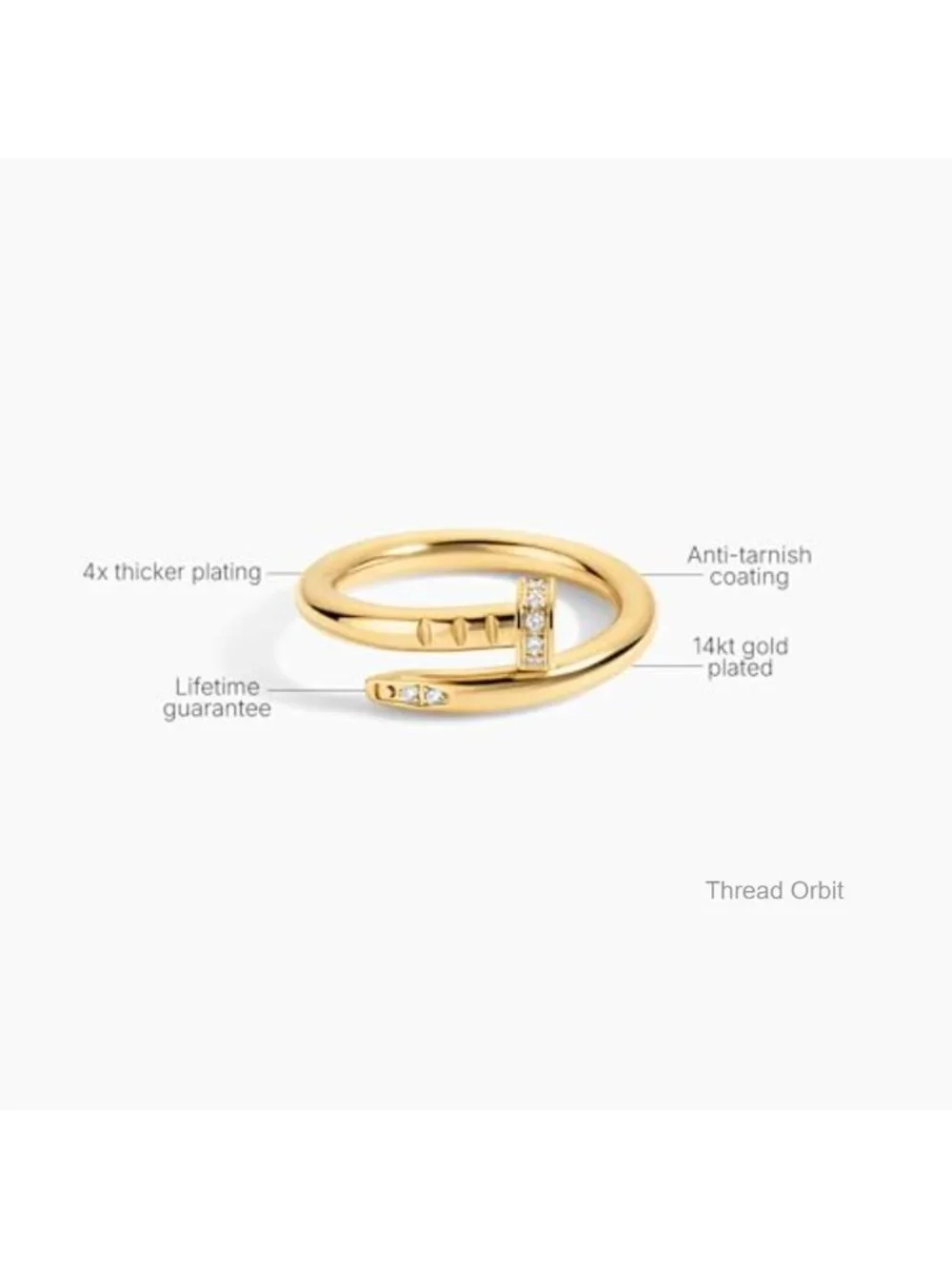 14k Gold Plated Nail-Inspired Statement Ring Minimalist